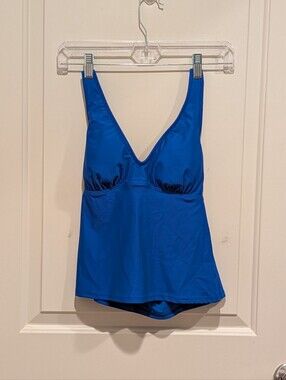 Sports Illustrated Swim Blue V-Neck Tankini Top Size Small